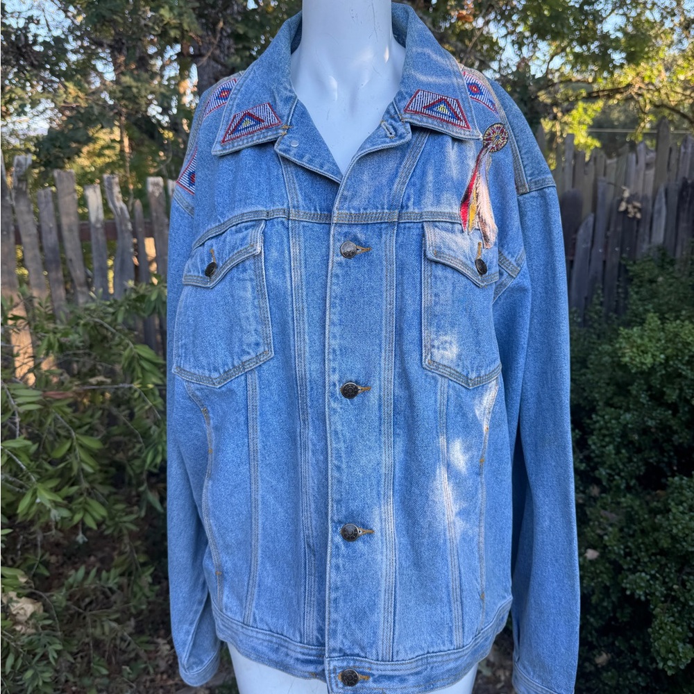 Vintage Denim Jacket w/American Indian Patches